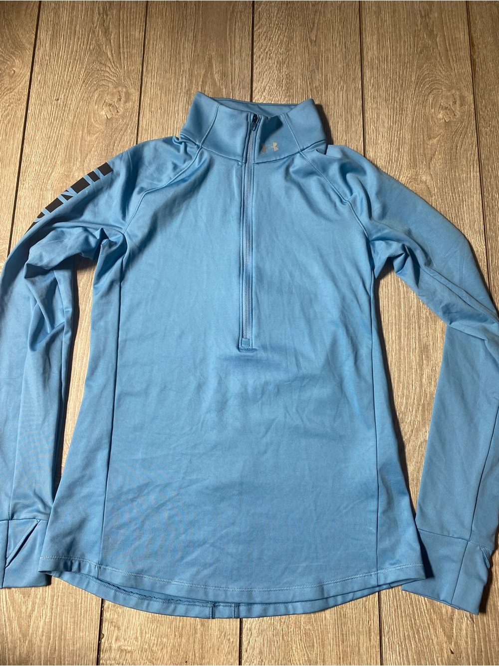 Under Armour Women's Cozy Graphic 1/2 Zip Pullover Light Blue ColdGear XS